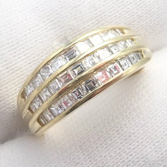 Authentic! Julius Cohen 18k Yellow Gold Diamond 1.30ct Band Ring - Picture 9 of 12
